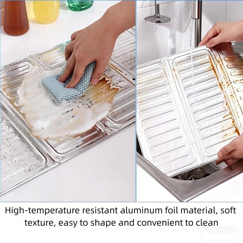 4pcs Large Aluminum Foil Oil Proof Baffle 84x32.5cm Foldable Gas Stove Windshield - Image 4