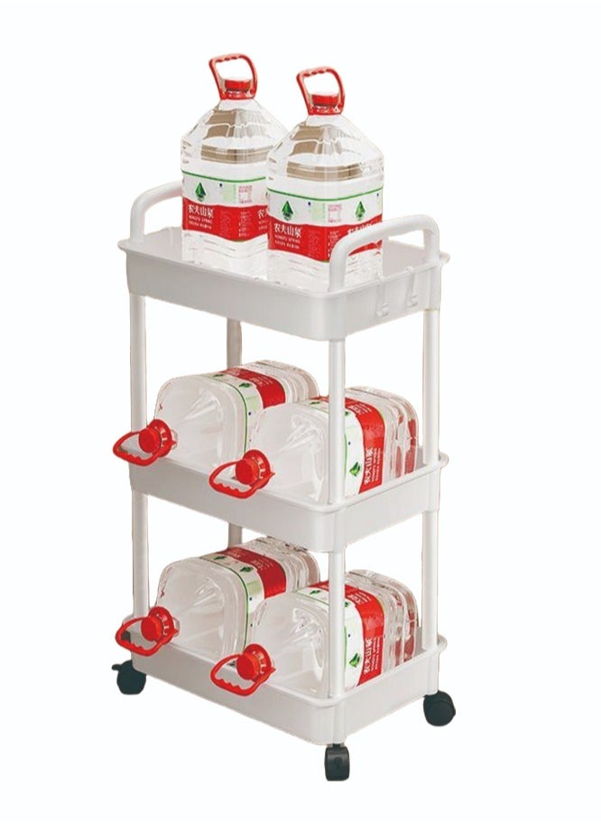 FLYROAD 3-Layer Plastic Utility Roller Cart Pallet Storage Organizer Cart Craft Cart for Kitchen Bathroom Office Living Room (White)  - Image 4