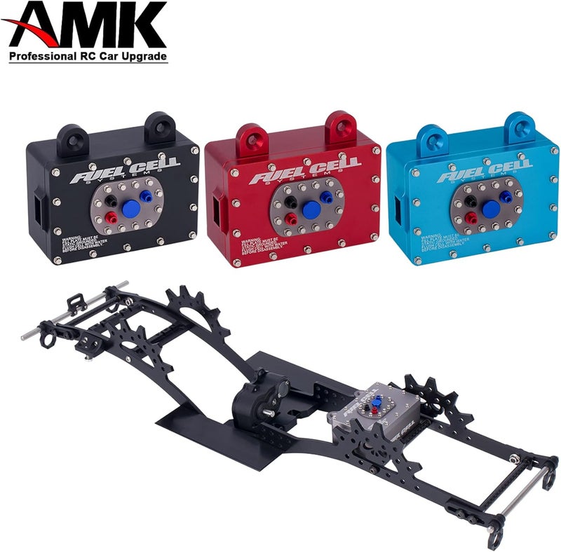 AMK 110 RC Crawler Fuel Cell Receiver CNC Aluminum RC Cell Receiver Simulated Fuel Tank for SCX10 PRO Roll Cage RR10 Capra and Other RC Crawler Cars Gray - Image 2