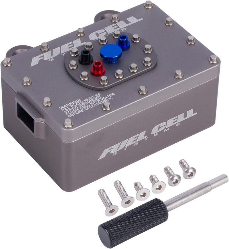 AMK 110 RC Crawler Fuel Cell Receiver CNC Aluminum RC Cell Receiver Simulated Fuel Tank for SCX10 PRO Roll Cage RR10 Capra and Other RC Crawler Cars Gray - Image 1