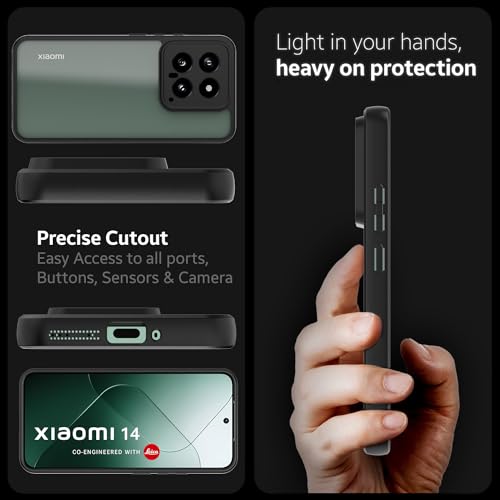 KAPAVER Hybrid Series Back Cover Case Compatible with Xiaomi 14 (PC+TPU) (Black) - Image 5