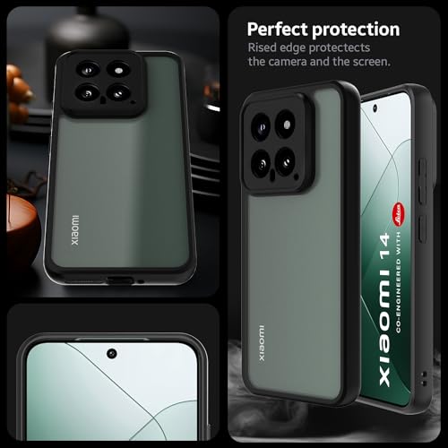 KAPAVER Hybrid Series Back Cover Case Compatible with Xiaomi 14 (PC+TPU) (Black) - Image 4