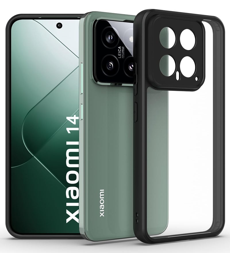 KAPAVER Hybrid Series Back Cover Case Compatible with Xiaomi 14 (PC+TPU) (Black) - Image 1