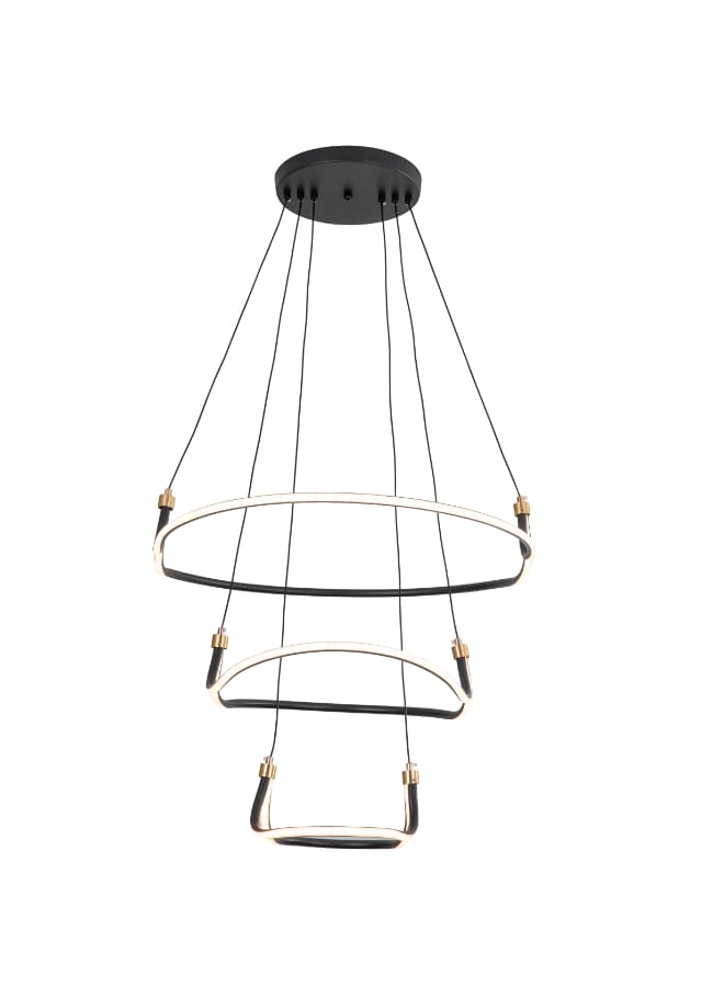 Best Power Modern LED 6556 Dimmable Chandelier with 3 Adjustable Brightness Levels - Elegant 3-Rings Design for Dining Rooms & Living Spaces - Image 2