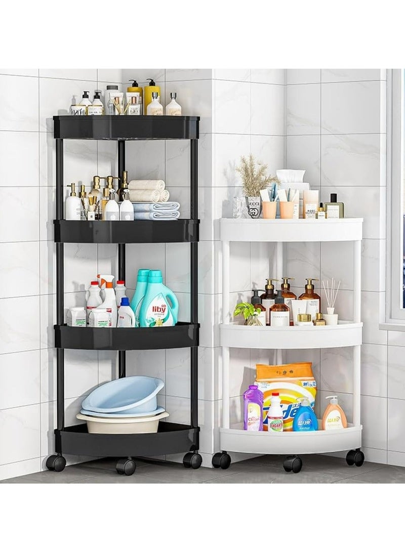 RollsTimi  3-Tier Rolling Storage Cart,Corner Shelves,Multi-Purpose Organizer For Bathroom,Office & Kitchen,Plastic Shower Caddy Organizer Shelf,Easy To Assemble & Move,White - Image 4
