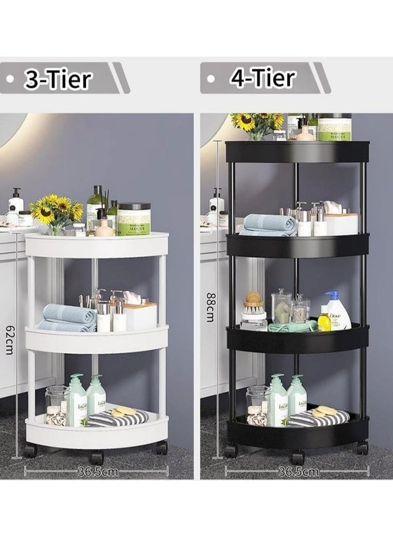 RollsTimi  3-Tier Rolling Storage Cart,Corner Shelves,Multi-Purpose Organizer For Bathroom,Office & Kitchen,Plastic Shower Caddy Organizer Shelf,Easy To Assemble & Move,White - Image 2