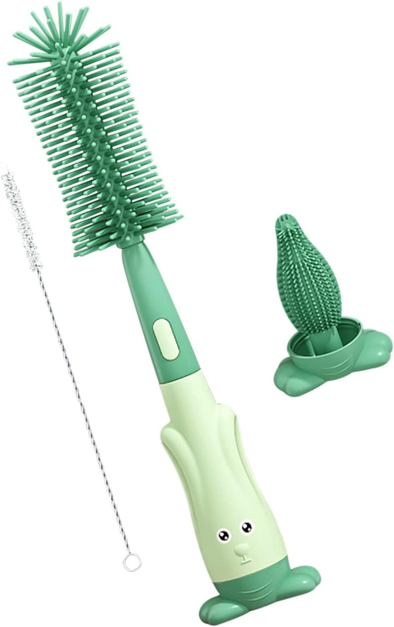comfrt 3-in-1 Baby Bottle Brush Silicone Rotary Bottle Washing Brush Straw Brush Pacifier Brush Set Water Cup Cleaning Brush - Image 1