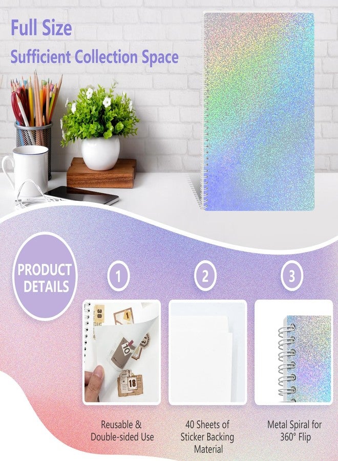 DHATMYC Large Reusable Sticker Book Collecting Album 8.5 x 11 Inch Sticker Storage Organizer Book with 40 Sheets Full Size Blank Release Paper, Holographic Cover Sticker Keeper Collection Notebook - Image 3