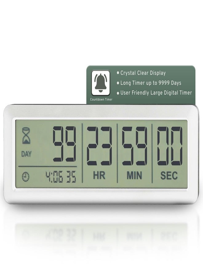 Countables White Large LCD Digital Countdown Clock, Up to 999 Days - Easy to Set & Read Reusable Count Down Timer for Retirement, Wedding, Christmas, Holiday,Baby Due Date,Birthday & More - Image 1