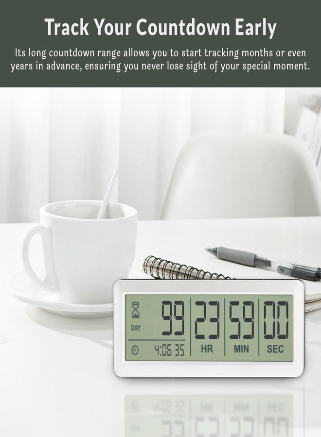 Countables White Large LCD Digital Countdown Clock, Up to 999 Days - Easy to Set & Read Reusable Count Down Timer for Retirement, Wedding, Christmas, Holiday,Baby Due Date,Birthday & More - Image 5