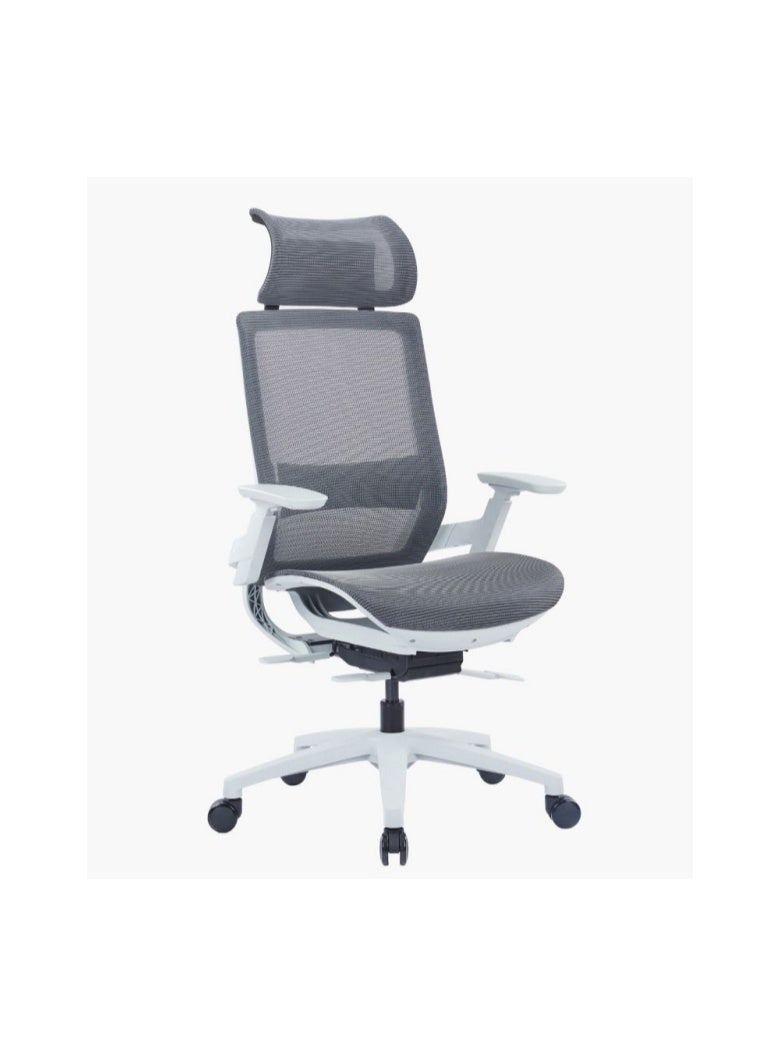 Kaliber Ben High Back Ergonomic Mesh Office Chair with 3D Armrests, Adjustable Lumbar Support, Korean Mesh Back, Foam Seat, 4-Position Lock Mechanism, Grey — W670 x D650 x H1185–1385mm
