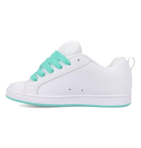 DC Shoes Women's Court Graffik Sneaker, White/Aqua, 8 - Image 3