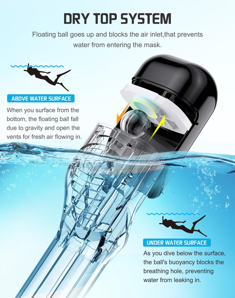 Greatever Full Face Snorkel Mask, Snorkeling Gear for Adults with Latest Dry Top Breathing System and Detachable Camera Mount, Foldable Snorkel Mask Adult, Snorkels Anti-Fog & Anti-Leak - Image 3