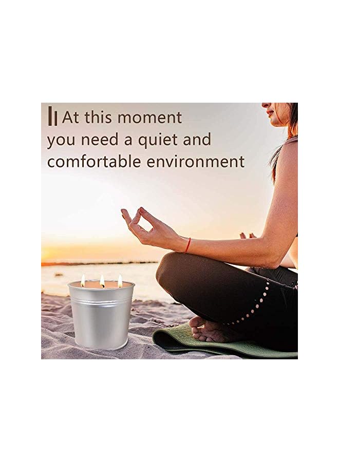 Green Tiger Packs Large Citronella Candles Outdoor Indoor, Wicks Soy Wax Candles for Patio Yard Home, Good for Summer Gift Silver 20oz (Pack of 2) - Image 3