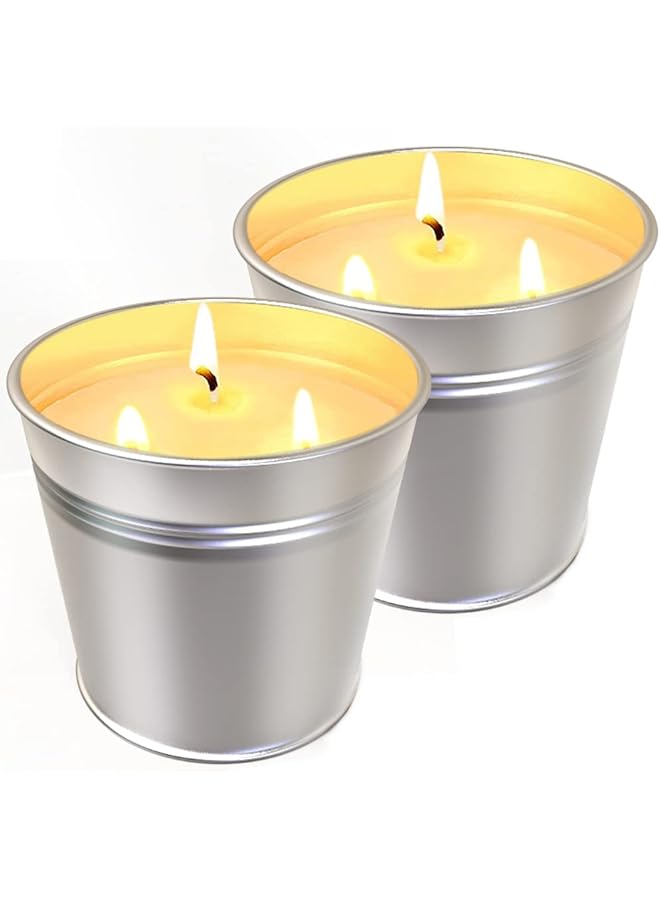 Green Tiger Packs Large Citronella Candles Outdoor Indoor, Wicks Soy Wax Candles for Patio Yard Home, Good for Summer Gift Silver 20oz (Pack of 2) - Image 1