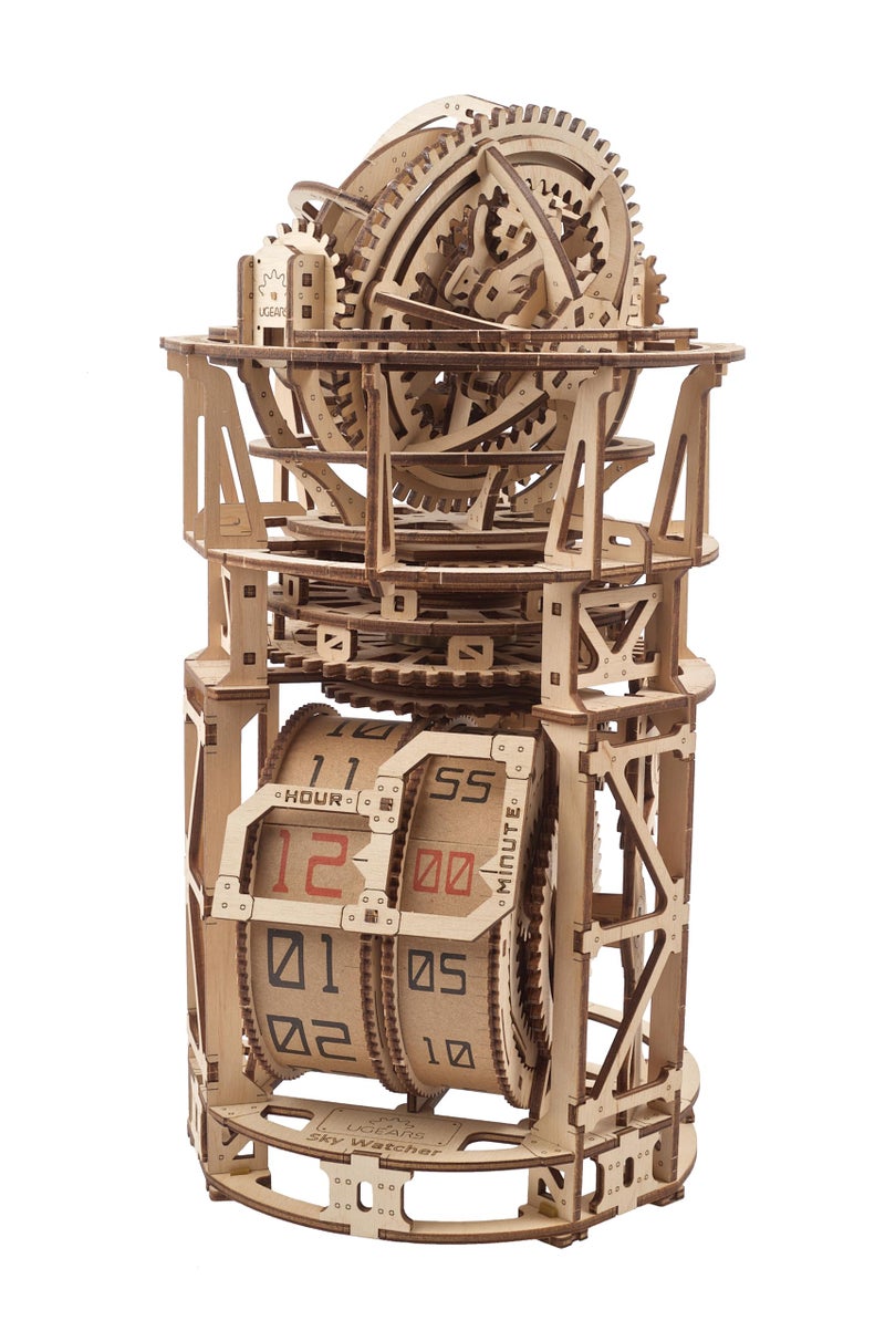 UGEARS Astronomer Table Clock with Tourbillon - 3D Wooden Puzzles for Adults Model Kit - Mechanical Clock Kit Functional DIY Wood Model Kits for Adults, 3D Puzzle for Puzzle Lovers - Image 1