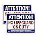 TR T&R No Lifeguard On Duty Sign, Pool Sign - 2 Pack - 14"x10" .040 Rust Free Heavy Aluminum, Reflective, Waterproof, - Image 2