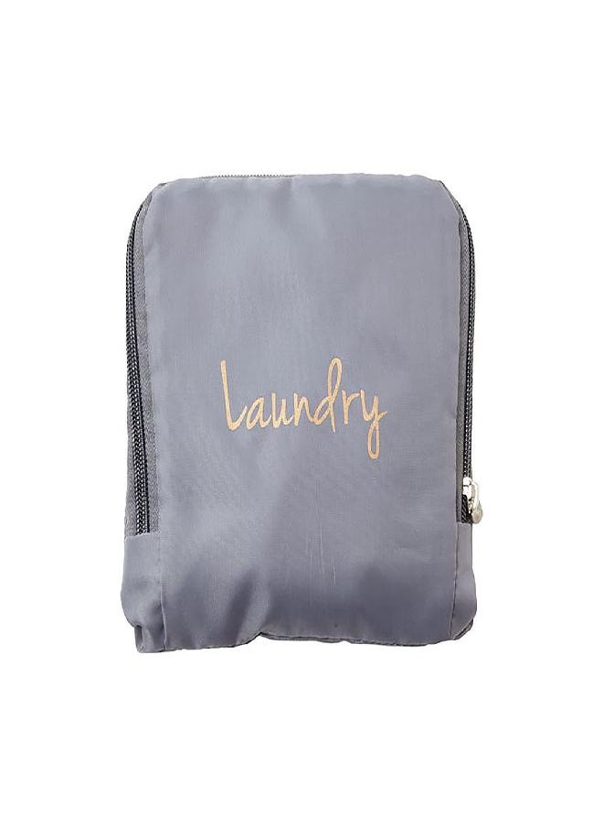 Miamica Miamica Soft Travel Laundry Bag with Zipper and Drawstring, Gray/Gold, 21” x 22” - Keep Your Dirty Clothes Separate and Your Suitcase Organized - Expandable, Durable, and Foldable Laundry Bag  - Image 1