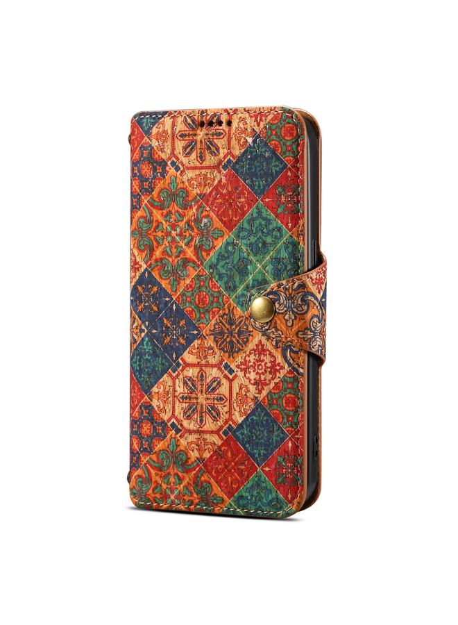 Denior Case For iPhone 16 Pro Max Flower Language Series Cork Fabric Oil Edge Leather Phone Case - Image 2