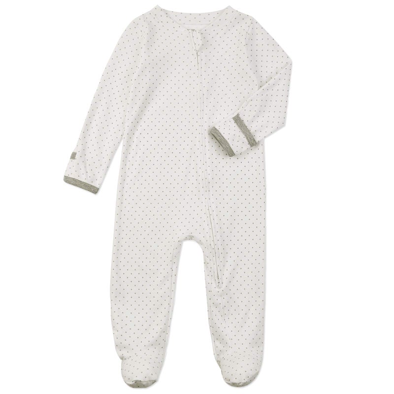 Aablexema Baby Footie Pajamas with Mittens - 3Pcs Infant Cotton Footed One Piece Sleepwear Outfits(9-12m, White/Grey/Dot) - Image 2