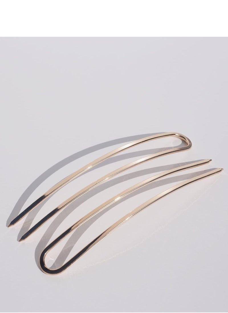 Kristin Ess Kristin Ess French Pin Set of 2 - U Shaped French Hair Pins for Buns, Chignons, Wedding Updo Hairstyles and Top Knots - Hair Styling Accessories for Women - Gold  - Image 2