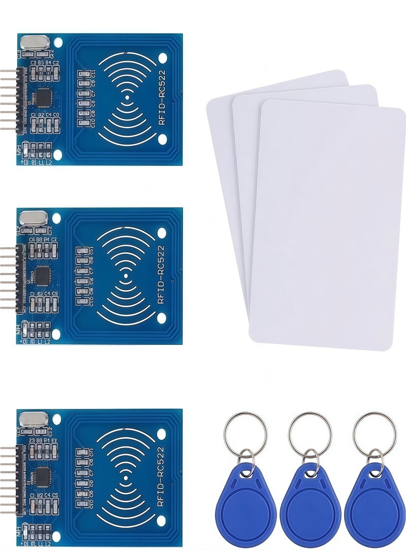 فيلارو مجموعة قارئ بطاقات IC بتقنية RFID RC522 مكونة من 3 قطع مع موصلات دبابيس (لا حاجة للحام)، وبطاقات IC فارغة، وحلقات مفاتيح لتعلم تطوير الإلكترونيات ووحدات التحكم الدقيقة. - Image 1