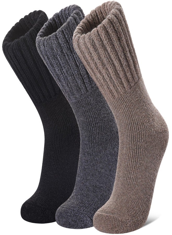 SDBING Boot Socks for Women Winter Warm Soft Cozy Thick Thermal Hiking Crew Socks Gift 3 Pairs (Beige/Black/Grey 3 Pairs, 6-10) - Image 1