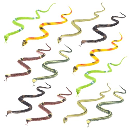 Fun Central 12Pack Realistic Snakes 14 Multicolor Snake Toys for Outdoor Decor Pranks and Bird Rabbit Squirrel Deterrent - Image 1
