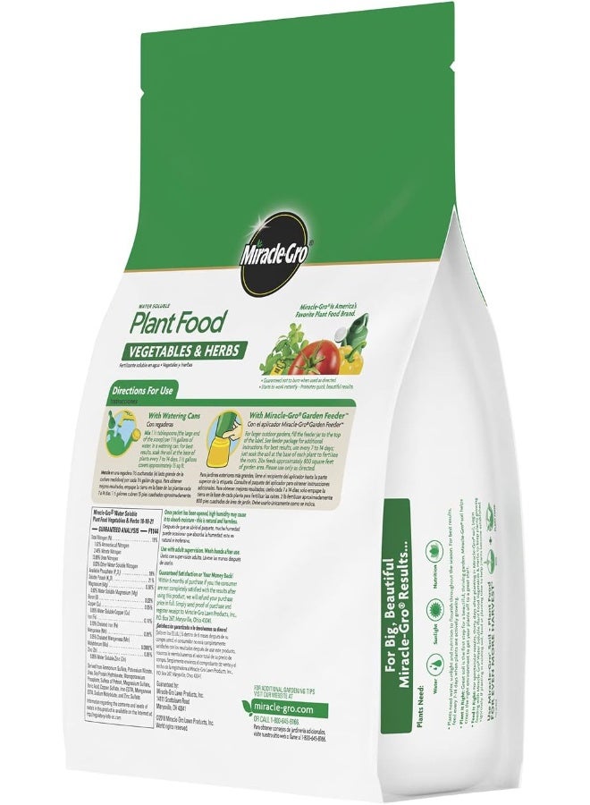 Miracle-Gro طعام نباتي قابل للذوبان في الماء من ميراكيل-جرو للخضروات والأعشاب (2lbs) - Image 2