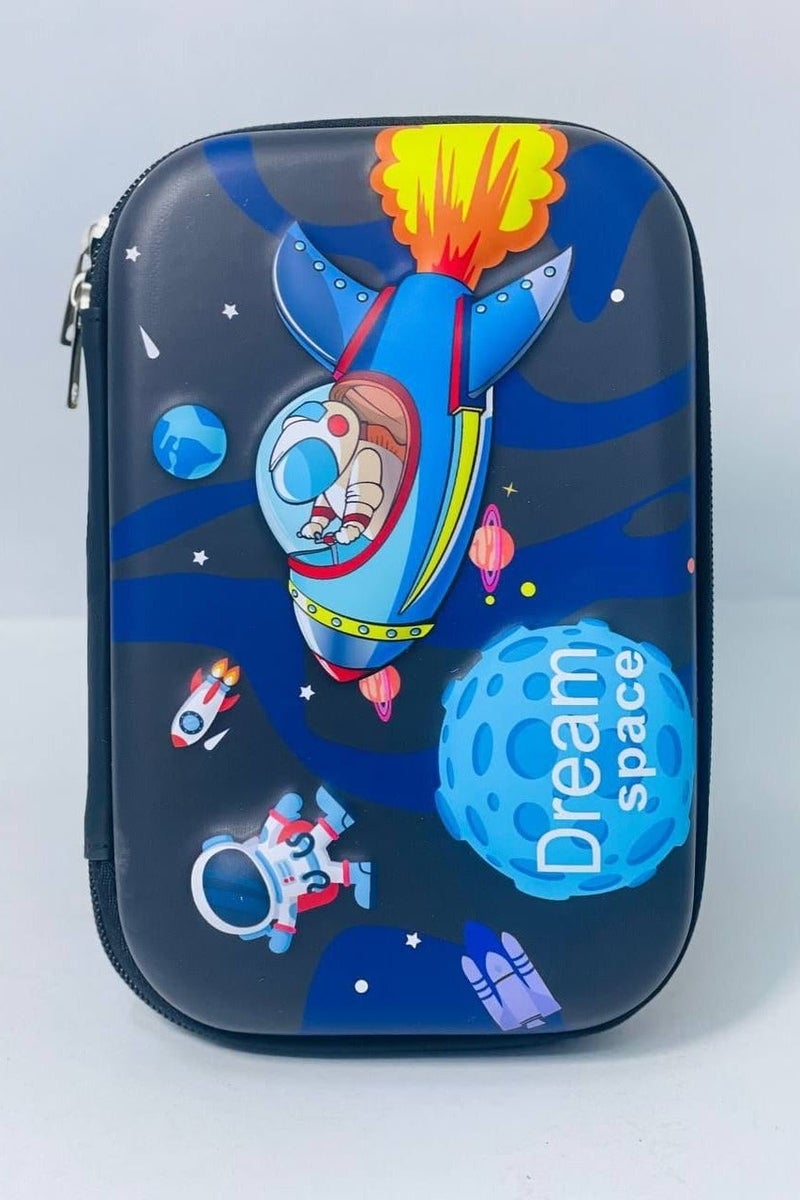 8-piece school supplies set (Astronaut pencil case + 12 colored pencils + 6 felt-tip pens + 12 dual-ended brush pens + 2 blue fine-tipped pens + 1 elastic band pen + rabbit sharpener+ ) - Image 3