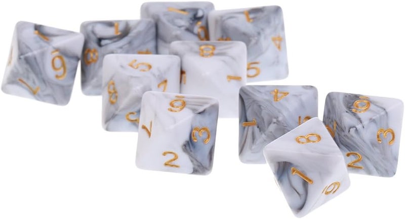 klarako NC NC 10PCS D8 Polyhedral Dice 8 Sided Dice for Board Games klarakoWhite Gray, 16mm - Image 5