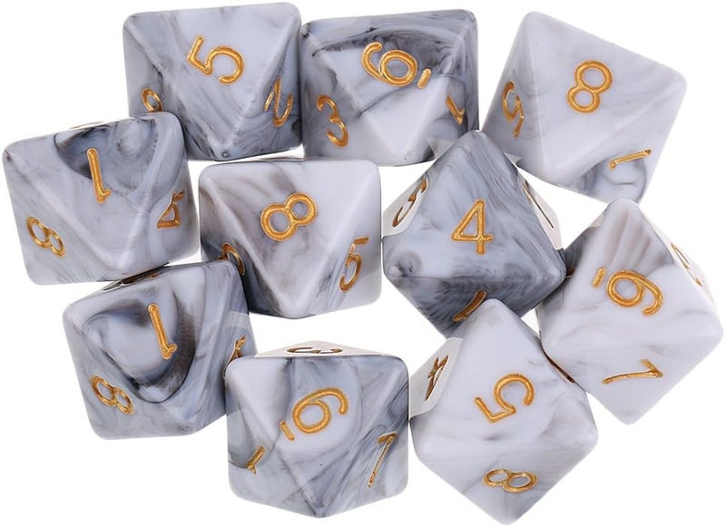 klarako NC NC 10PCS D8 Polyhedral Dice 8 Sided Dice for Board Games klarakoWhite Gray, 16mm - Image 2