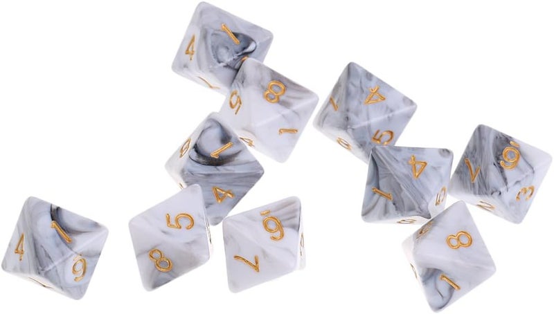 klarako NC NC 10PCS D8 Polyhedral Dice 8 Sided Dice for Board Games klarakoWhite Gray, 16mm - Image 3