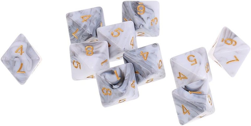 klarako NC NC 10PCS D8 Polyhedral Dice 8 Sided Dice for Board Games klarakoWhite Gray, 16mm - Image 4
