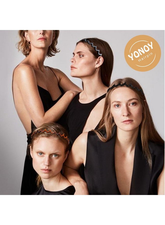يونوي YONOY 6 قطع عصابات رأس متعرجة على شكل أسنان سمكة قرش، مشط متعرج من البلاستيك على شكل حرف U، عصابات شعر على شكل أسنان سمكة قرش، ملحقات شعر بأسنان مموجة للنساء والفتيات (أسود غير لامع، أسود لامع، لون السلحفاة) - Image 5