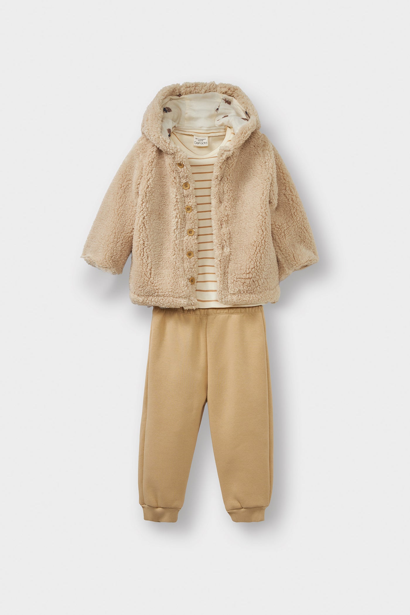 Beige BabyBoy 3 piece Regular Fit Striped Set Casual