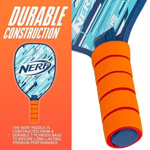NERF 2 Player Pickleball Paddle Set - Youth Pickleball Equipment Set - (2) Wooden Paddles with Foam Grips + (2) Outdoor Balls for Kids - Carry Bag Included - Image 4