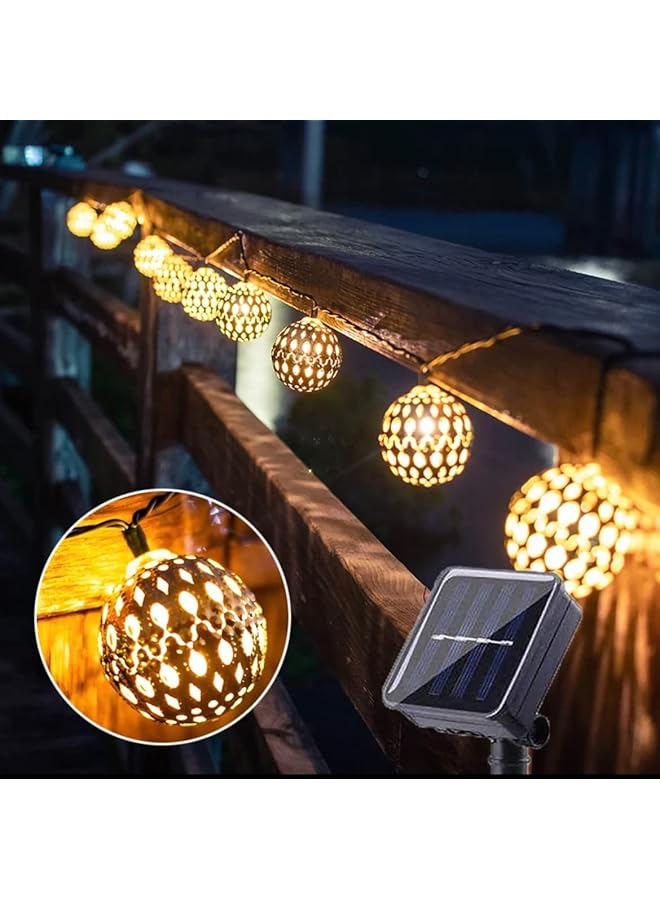 The Bros Solar Light Outdoor Moroccan String 30 LED Globe Garden Hanging Lamp Decorative For Party Wedding Christmas Decor Holiday Lighting (Warm)  - Image 1