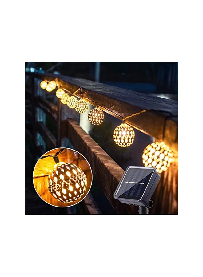 The Bros Solar Light Outdoor Moroccan String 30 LED Globe Garden Hanging Lamp Decorative For Party Wedding Christmas Decor Holiday Lighting (Warm)  - Image 2