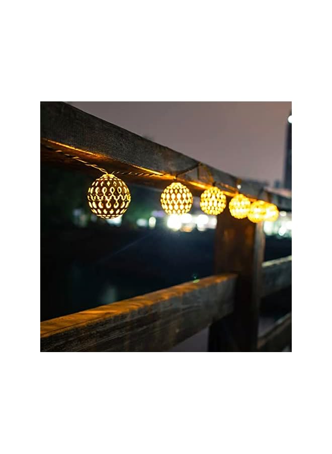 The Bros Solar Light Outdoor Moroccan String 30 LED Globe Garden Hanging Lamp Decorative For Party Wedding Christmas Decor Holiday Lighting (Warm)  - Image 3