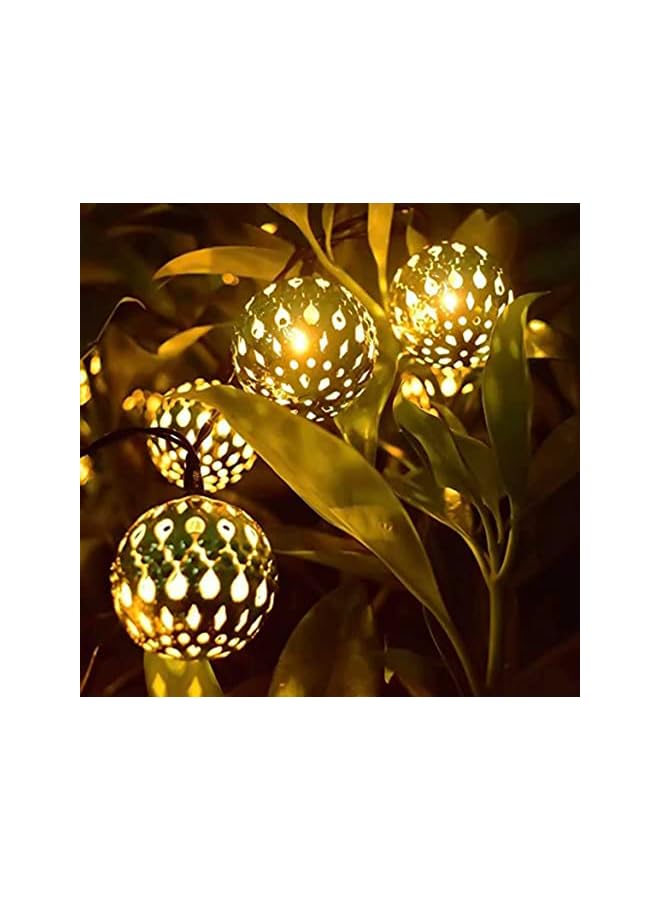 The Bros Solar Light Outdoor Moroccan String 30 LED Globe Garden Hanging Lamp Decorative For Party Wedding Christmas Decor Holiday Lighting (Warm)  - Image 4