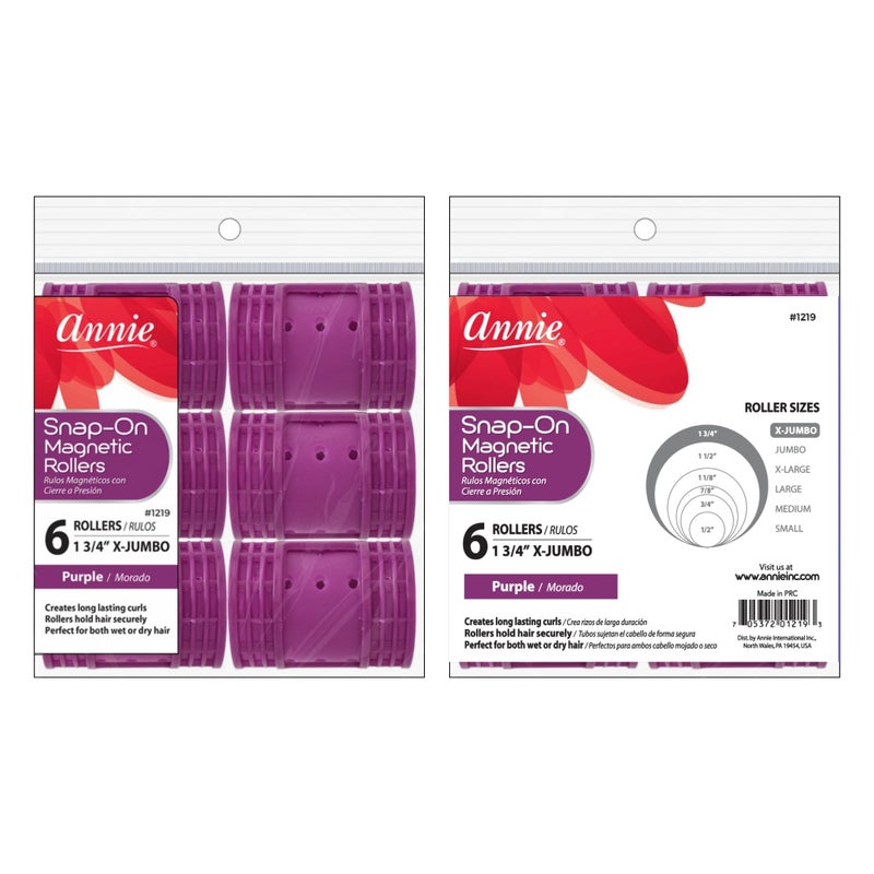 Annie- Professional Snap on Magnetic Rollers - Size (X Jumbo) - (1) Pack - Dry or Damp Sets - #59247 in Beauty - Image 2
