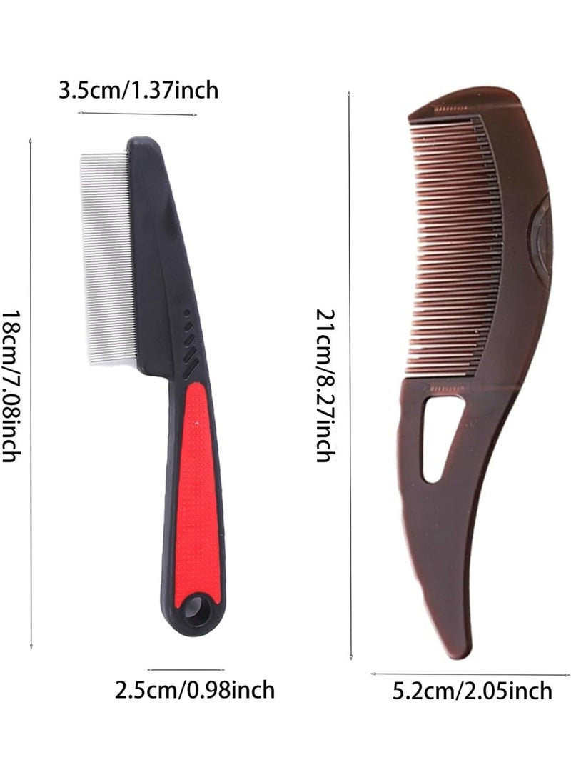 فيرست برو مشط قشرة الشعر بأسنان دقيقة لإزالة السموم من فروة الرأس وعلاج القمل للنساء والرجال والأطفال، من الفولاذ المقاوم للصدأ، أداة تنظيف وتدليك الشعر للعناية بالشعر (A-2PC بني) - Image 2