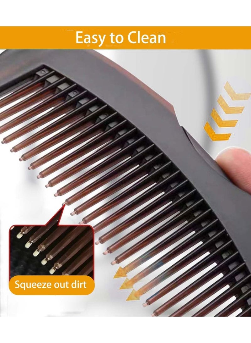 فيرست برو مشط قشرة الشعر بأسنان دقيقة لإزالة السموم من فروة الرأس وعلاج القمل للنساء والرجال والأطفال، من الفولاذ المقاوم للصدأ، أداة تنظيف وتدليك الشعر للعناية بالشعر (A-2PC بني) - Image 4