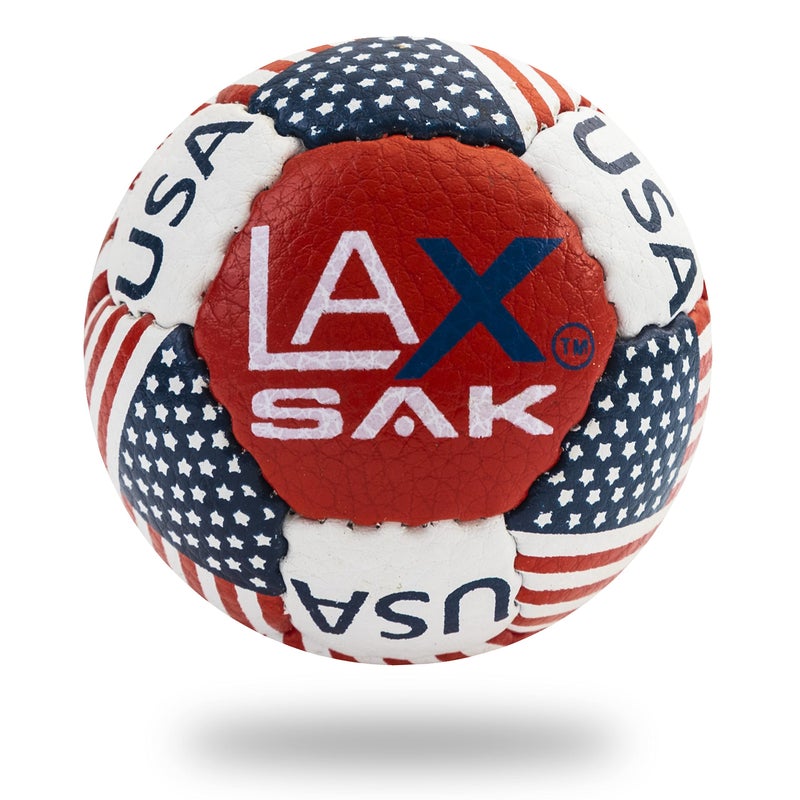 Lax Sak Soft Practice Lacrosse Balls - Same Weight & Size as a Regulation Lacrosse Balls, Great for Indoor & Outdoor Practices, Less Bounce & Minimal Rebounds - American Flag, 1 Pack - Image 1