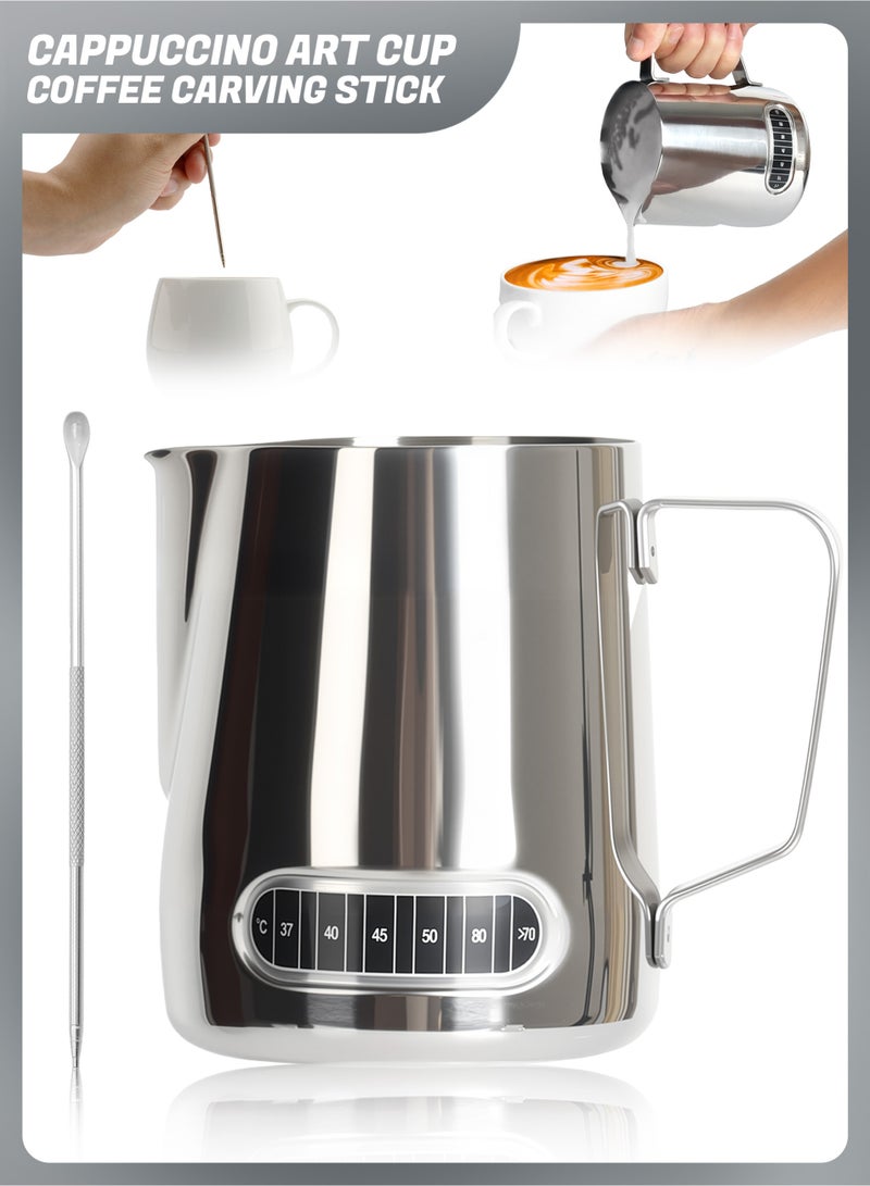 350ml Milk Frothing Pitcher With Temperature Sensing And Stainless Steel With Latte Art Pen - Image 1