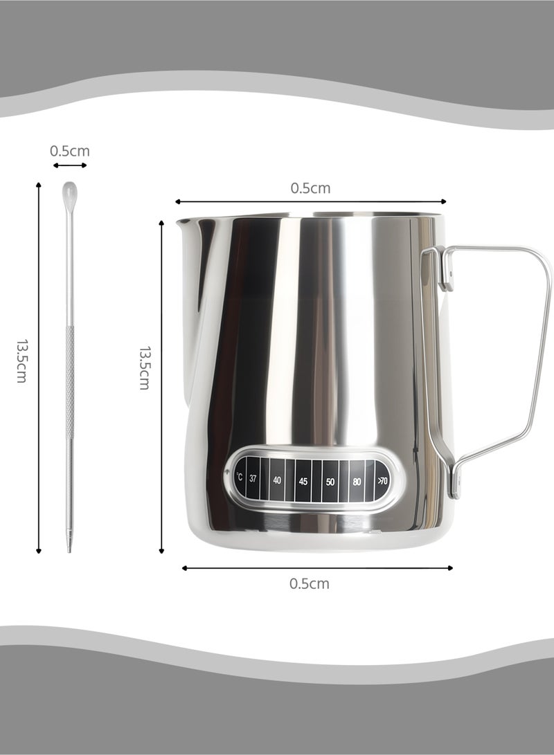 350ml Milk Frothing Pitcher With Temperature Sensing And Stainless Steel With Latte Art Pen - Image 5