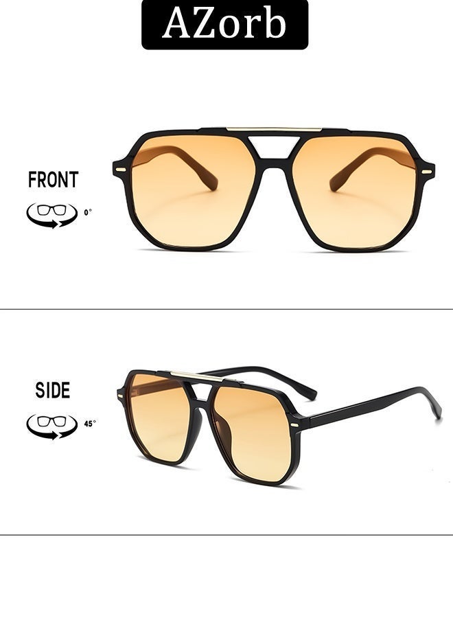 AZorb Aviator Sunglasses Women Men 70s Retro Tinted Lens Women's Men's Sun Glasses Oversized Pilot Square Sunglass Trendy Sun Glas for UV Protection Shades Orange - Image 5