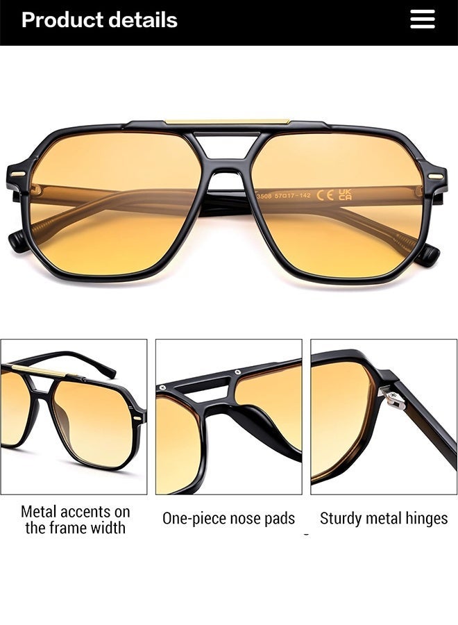 AZorb Aviator Sunglasses Women Men 70s Retro Tinted Lens Women's Men's Sun Glasses Oversized Pilot Square Sunglass Trendy Sun Glas for UV Protection Shades Orange - Image 4
