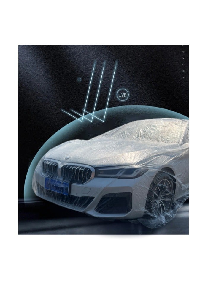 Disposable Car Cover Clear Plastic Car Cover Outdoor Universal Rain Dust Garage Cover with Elastic Band - Image 3